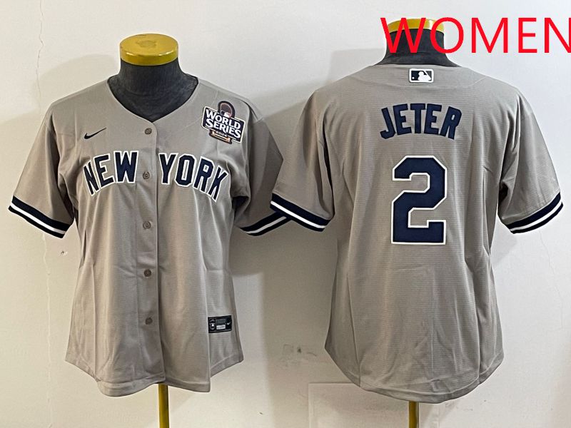 Women New York Yankees 2 Jeter Grey Game 2025 Nike MLB Jersey style 4